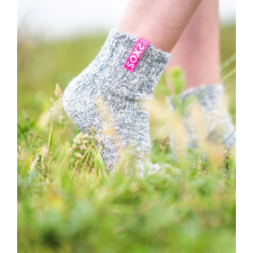 Graue Wolle Damensocken Bubblegum, Kurzsocke, 37-41