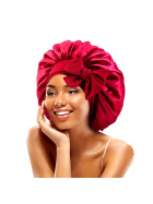 Satin Haarschlafhaube Bonnet zum Binden, weinrot