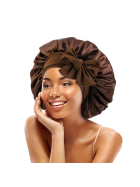 Satin Haarschlafhaube Bonnet zum Binden, coffee