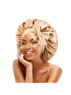 Satin Haarschlafhaube Bonnet zum Binden, gold