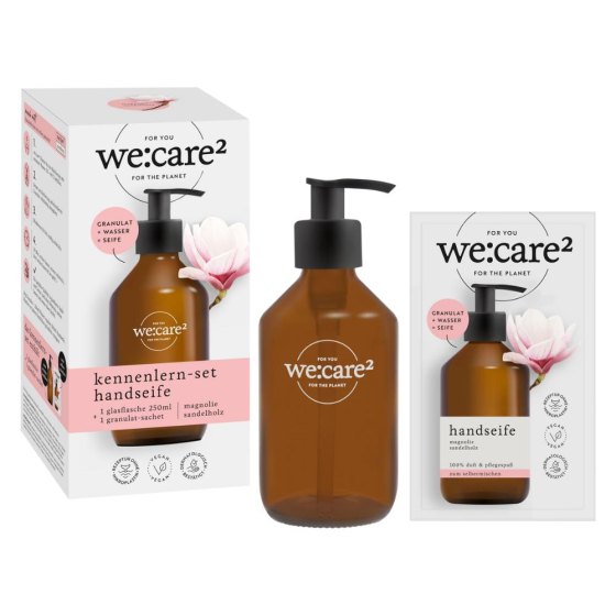 we:care2 Kennenlern-Set, Handseife-Granulat, Magnolie-Sandelholz