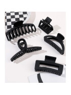 Haarklammer 5er-Set Gross, Schwarz