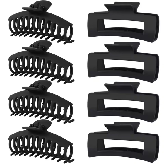 Haarklammer Gross 8er-Set, schwarz