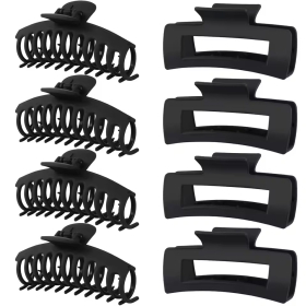 Haarklammer Gross 8er-Set, schwarz