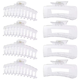 Haarklammer Gross 8er-Set, transparent
