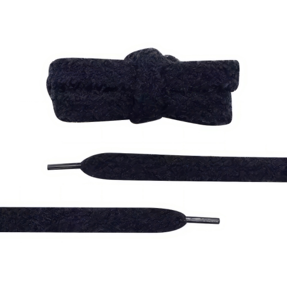 Fuzzy Laces Flat, Plüsch-Schnürsenkel, schwarz