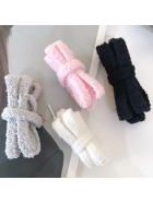 Fuzzy Laces Flat, Plüsch-Schnürsenkel, schwarz