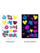 Fluoreszierende Tattoos Party Love
