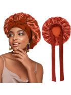 Satin Haarschlafhaube Bonnet zum Binden, kupfer
