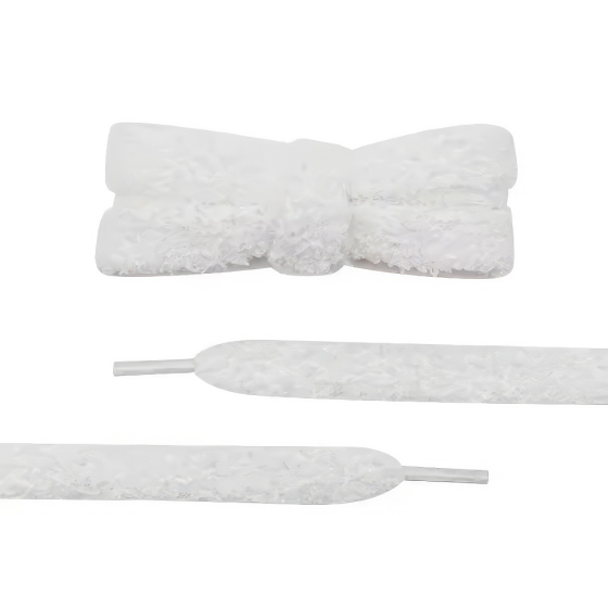 Fuzzy Laces Flat, Plüsch-Schnürsenkel, weiss, 140 cm