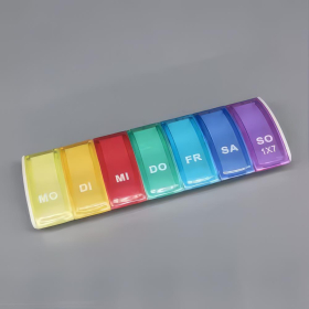 1x7 Medikamentenbox DE, mehrfarbig